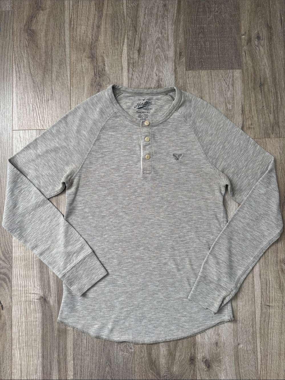 American Eagle Heritage Men's Long-Sleeve Henley Shirt Cream Size S